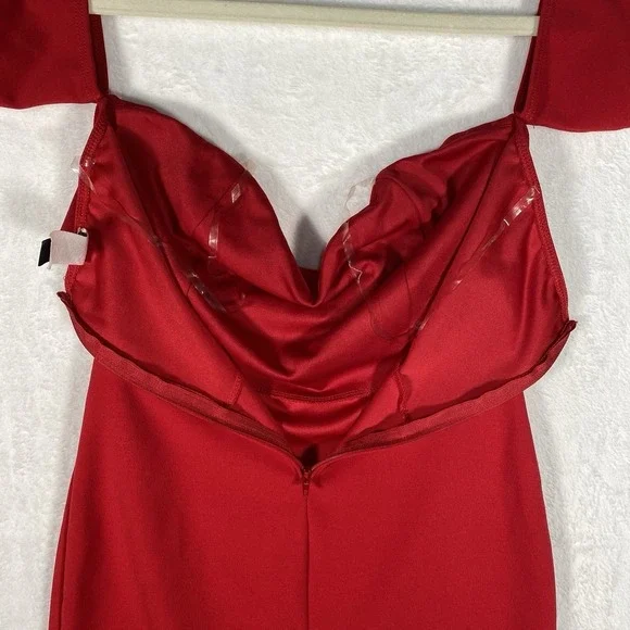 WINDSOR  Off Shoulder Red‎ Fitted Bodycon  Dress Size Large Cocktail Party - Picture 7 of 9
